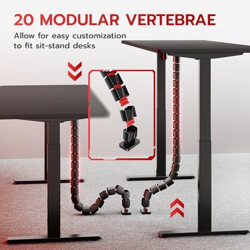 ARES WING Under Desk Cable Management Spine, Screw On Vertebrae Cable Management for Standing Desk, Length Adjustable Co