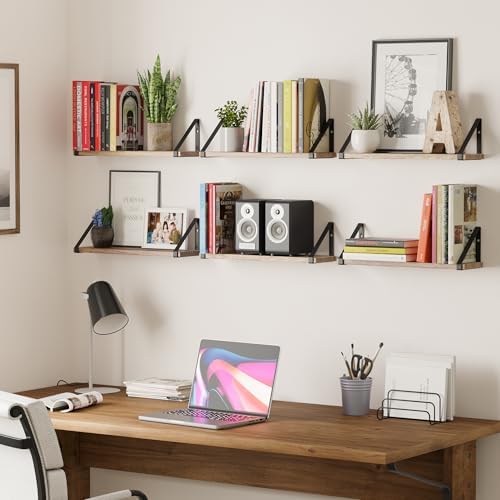 Wallniture Ponza 17'' x 4.5'' Floating Wall Shelf Bathroom, Small Wood Book Shelves for Wall Storage, Wall Mounted Shelf