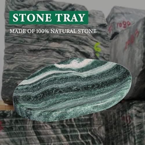Koville Green Marble Cloud Shape Vanity Tray, Serving Stone Key Tray for Home Decor, 10" x 7" Luxurious Natural Marble S