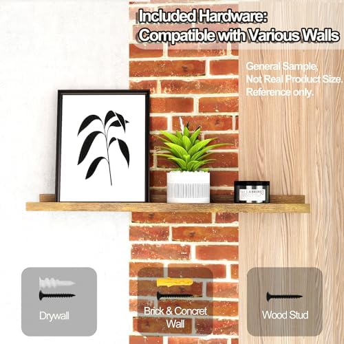 Brown Floating Shelves for Wall Decor, 36 in Shelf with Lip Set of 2