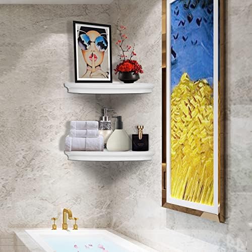 Floating Corner Wall Shelves Radial Wood Mounted Display Shelf for Bedroom Living Room Bathroom Kitchen 12 Inch Set of 2