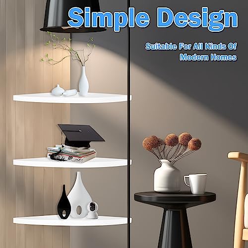 US 3Pcs Corner Mounting Shelf 20cm Wall Mounted Space Saving Wall Corner Shelf Easy to Install Corner Floating Shelves M
