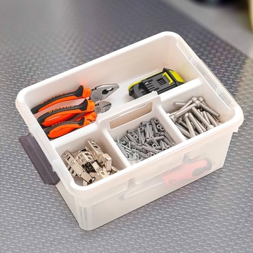 Citylife 17 QT Clear Craft Organizers and Storage Box with Handled Tray