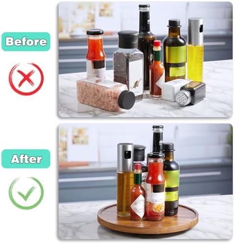 9" Acacia Wood Lazy Susan Turntable Organizer, Lazy Susan for Table Top Cabinet Dining Pantry Countertop Cupboard Organi