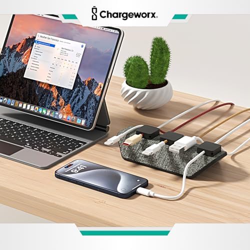Magnetic Cable Management Organizer 4-PK, Cord Holder, 12 Clips, Desk Setup