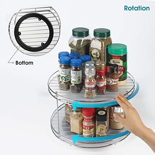J JACKCUBE DESIGN 2 Tier Lazy Susan Turntable Cabinet Organizer - Rotating Spice Rack Storage Container - Medicine Stora