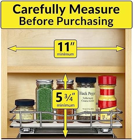 LYNK PROFESSIONAL® Pull Out Spice Organization for Cabinets - 10-3/8 inch Wide – Spice Rack for Inside Cabinets, Slide O