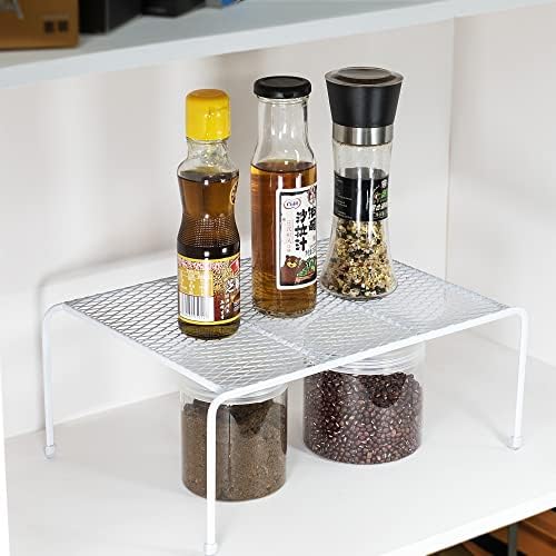 Lonian Kitchen Cupboard Organiser Wire Rack, White, 2-Pack