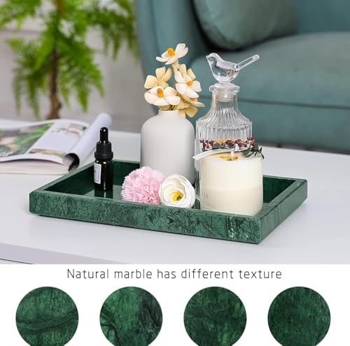 African Natural Marble Tray, 11.8"x7.8" Coffee Table Vanity/Decorative Tray for Jewerly, Watch, Perfume, Rectangle Genui