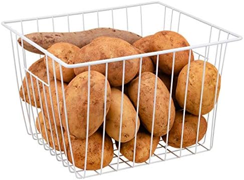 Freezer Storage Organizer Basket, Refrigerator Wire Household Bins with Built-in Handles for Kitchen, Pantry, Cabinet, C