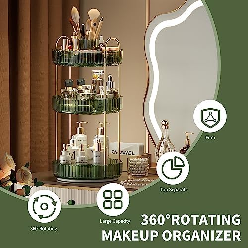 YCIA&DONE Rotating Makeup Organizer for Vanity, Large Capacity Make Up Storage Skin care Shelf Perfume Holders Cosmetic 