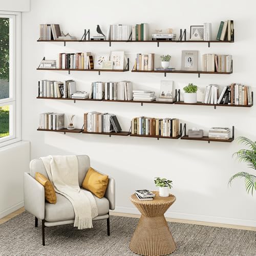 Heimlove Floating Book Shelves for Wall,35.4 Inches Long Wall Mounted Bookshelves,Heavy Duty Bracket Shelves for Living 