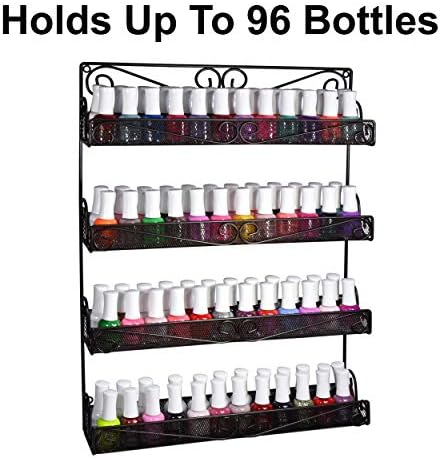 AMT 4 Tier Nail Rack, Pack Metal Wall Mount Organizer, Essential Oils Organizer, Pantry Cabinet Door Shelf Storage. Hang