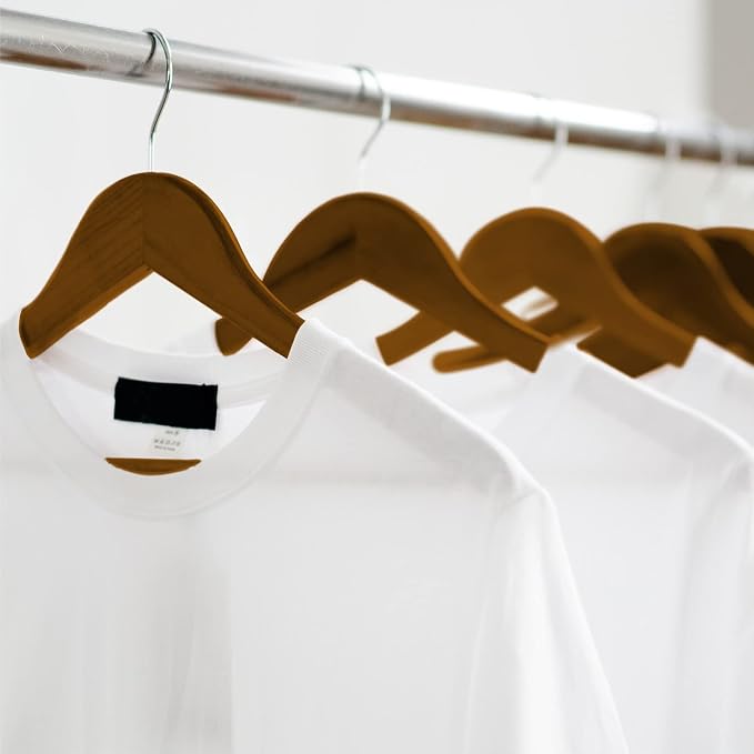 KEPLIN Strong Wooden Coat Hangers with 360 Degree Rotatory Hook & Round Trouser Bar & Shoulder Notches - Durable Wardrobe Space Saver - Suitable for Coat, Jacket, Suit, Jumper (Walnut, 20 Pack)