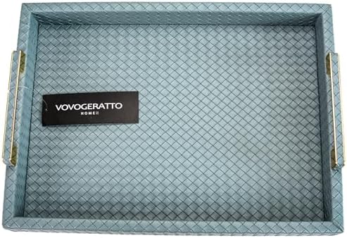 Decorative Serving Tray, Blue, 16"x12" Large Rectangular