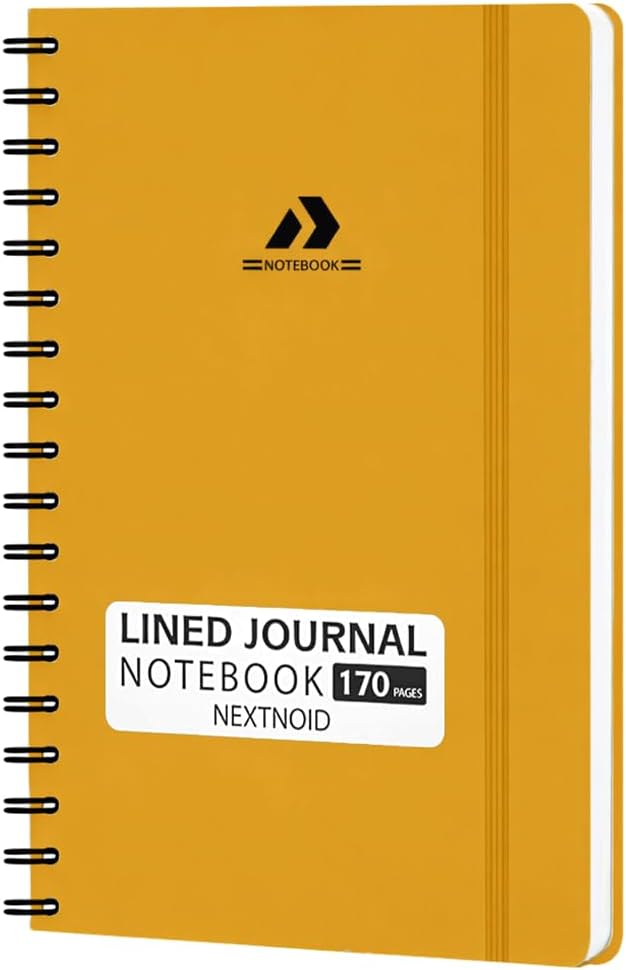 Nextnoid Lined Spiral Notebook Journal For Women & Men - A5(5.8" x 8.3") 170 Pages, Hardcover Notebooks for Work & Note Taking, College Ruled Journals for Writing - Yellow