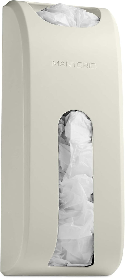 Manterio Wall Mount Plastic Bag Organizer | Durable Plastic Grocery Bag Saver | Smudge Proof, Fingerprint Resistant (Cream)
