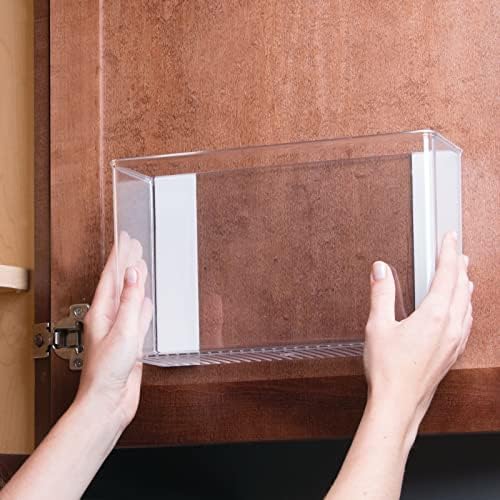 mDesign Plastic Adhesive Mount Storage Organizer Container for Kitchen or Pantry Wall Organization - Space Saving Holder