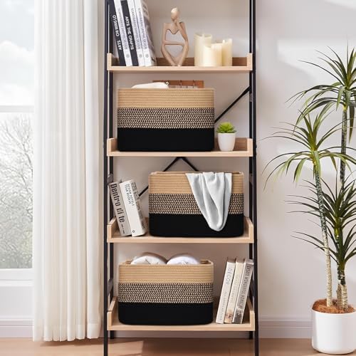 Baskets for Organizing, Storage Baskets, 3 Pack Baskets for Shelfves, 15"×10"×9" Woven Basket, toy storage bins, bins for organization