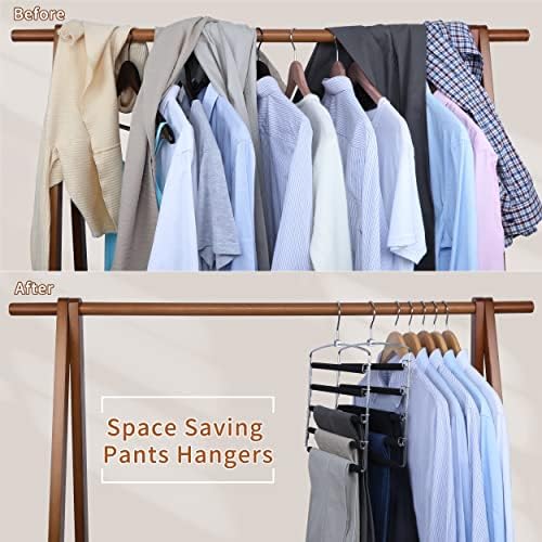 TOPIA HANGER Pants Hangers Space Saving with 5 Tiers Non-Slip Foam Padded