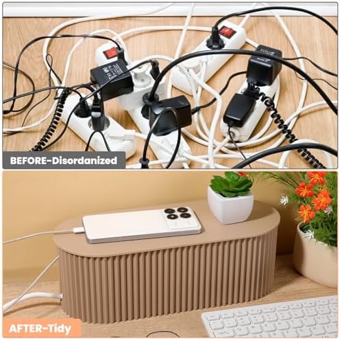 2 Pcs Large Cable Management Box, Plastic Cord Organizer for Power Strips, Surge Protectors, Chargers, Adapters, TV Comp