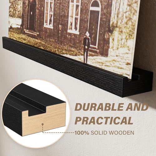 Emfogo Vinyl Record Shelf Wall Mount, 12 Pack Album Record Holder Wall, 12 inch Vinyl Record Storage Shelves Wall, Wood 
