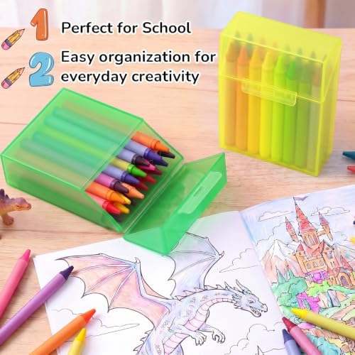 Clabby 4 Pcs Clear Plastic Crayon Boxes Hold 24 Count, Sunset