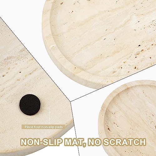 Koville Italian Travertine Tray, 12"x6" Vanity Decorative Marble Tray for Countertop, Catchall Tray for Perfume, Candles