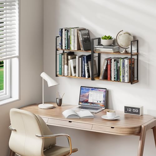 2-Layer Wall Bookshelf for Book Storage, Floating Book Shelves for Wall, Space Saver, 16in Stud Hanging Books helf, Beds