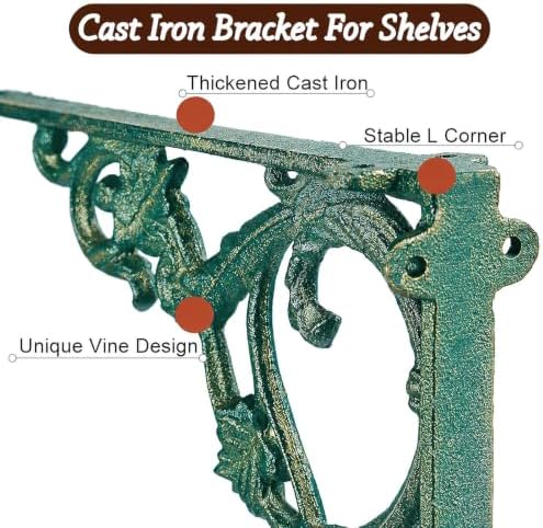 Cast Iron Victorian Scroll Shelf Brackets, 9 x 9 inch Antique Decor Shelves Bracket, Wrought Iron Corner Brackets,Wall D