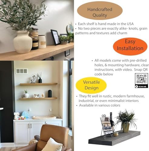 joelsantiques 24 Inch Wooden Floating Shelves for Wall -24x6x2 in