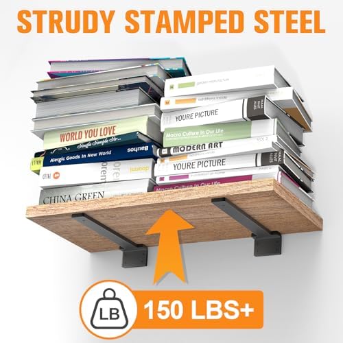 Black Floating Shelf Brackets 8 inch 10 Pack L Brackets for Floating Shelves Metal Heavy Duty Shelf Bracket for DIY Shel