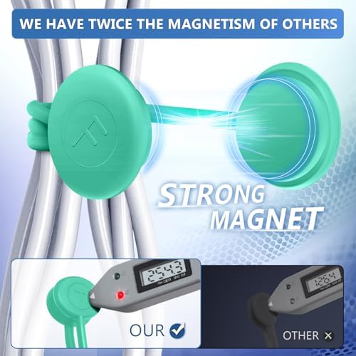 Magnetic Cable Ties – Reusable Silicone Magnetic Cord Organizers for Bundling, Fridge Clips, Book Markers & More – Assor
