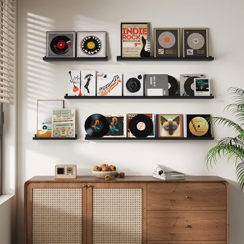 Heimlove Picture Ledge Shelf, Small Floating Shelves Set of 2, 16 Inches Picture Shelf for Wall with Ledge, Kids Bookshe