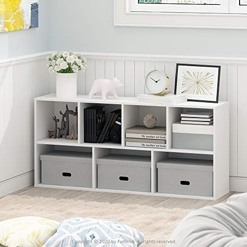 Furinno LUDER Book Shelf, 7-Cube Bookshelf, Bookcase with Open Shelves, 9.4 x 19.5 x 41.7, Easy Assembly, for Living Roo