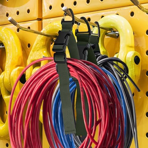 6 Pack Adjustable Extension Cord Holder Straps,Dark Green