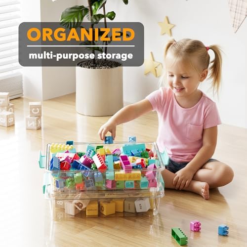 SpaceAid 6 Qt Plastic Storage Bins with Lids, Clear Sensory Bin Craft Organizers and Storage, Stackable Art Containers f