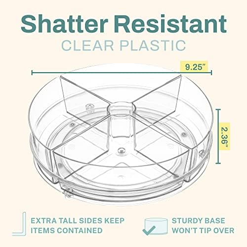 Home Intuition Round Plastic Lazy Susan Turntable Food Storage Container for Kitchen (4 Removable Bin, 2 Pack)