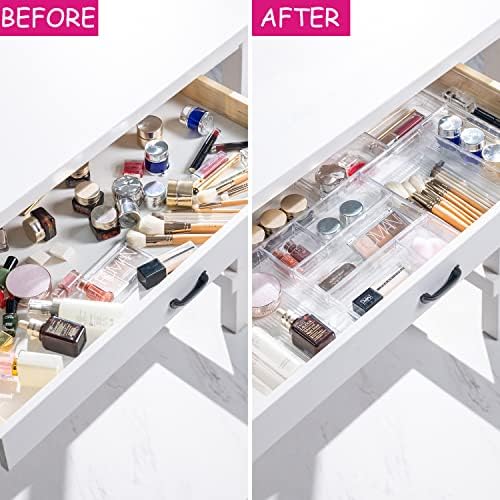 DCA 25 PCS Clear Plastic Drawer Organizer Trays, Storage Bins