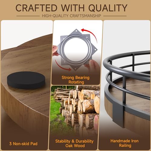 AMH 10-Inch Farmhouse Oak Lazy Susan Cabinet Organizer, Walnut Finish