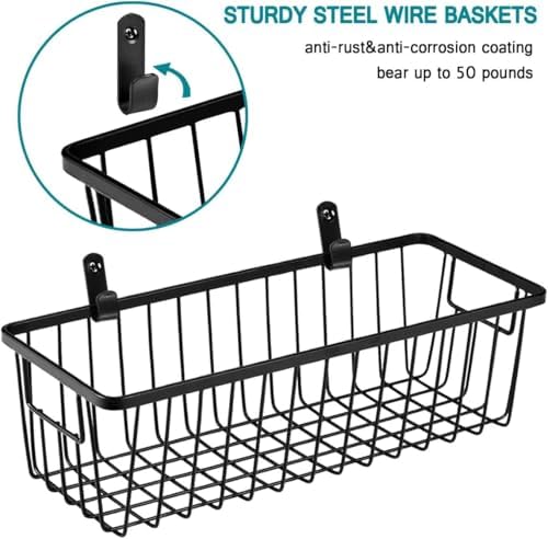 SheeChung Hanging Wall Wire Baskets, Portable Metal Wall Mount Basket