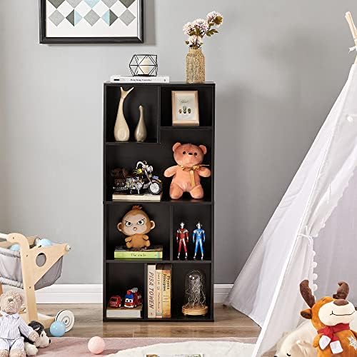 VECELO 42 Inch High Bookcase, 4-Tier Modern Storage Cabinet with Height Difference Shelves for Standard Textbooks, Floor