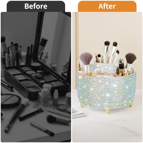 fanado Bling 360° Rotate Makeup Brush Holder Organizer, Makeup Organizers Countertop, Makeup organization and Skincare S
