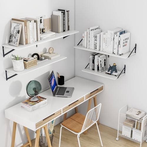 Heimlove 24W x 12D Deep Floating Shelves Set of 2 White