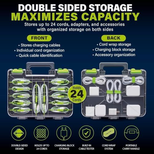 Ontel Cord Daddy Cord Organizer Case for Cables and Chargers, Tech & Electronics Organizer | Holds Cords, Cables, Charge