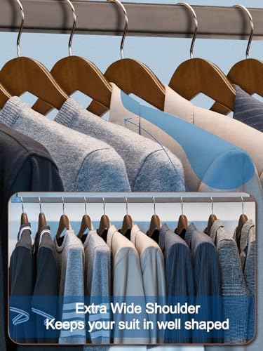 HOUSE DAY 19 Inch Wooden Suit Hangers 6 Pack, Walnut