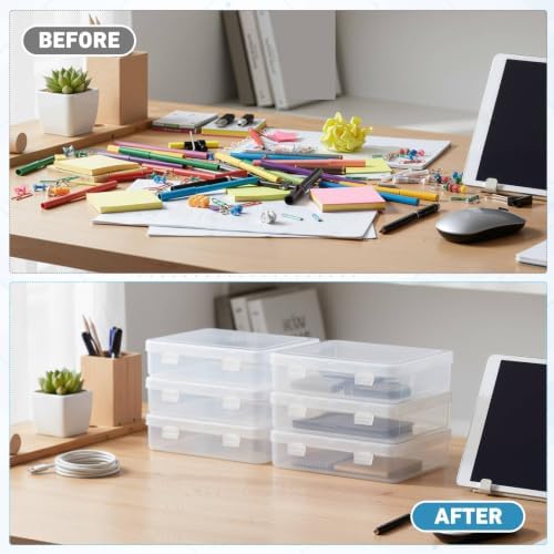 Jetec 18 Pieces Small Clear Plastic Storage Box, 5.9 x 5.9 x 1.5 Inch