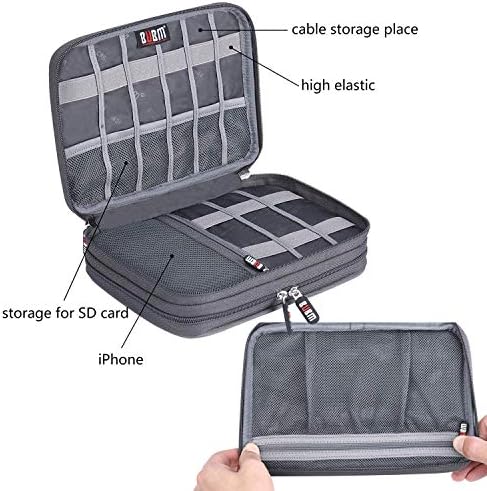 Electronic Cable Organizer Bag - Portable Travel Double Layers Electronic Digital Accessories Storage Pouch Bags for SD 