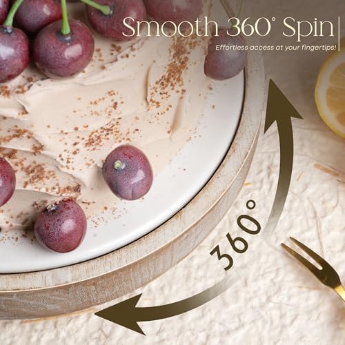 EOSAHR Lazy Susan Organizer, Non-Skid Rotating Tray for Counter, Natural