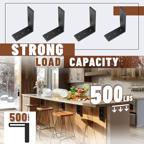 ECOTRIC 4Pcs Heavy Duty Countertop Support Brackets 8 x 6 x 2.5 inches 1/2"